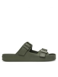 Calvin Klein Klapki Ergon Eva Double Bar Sandal HM0HM02116 Zielony. Zielone klapki i japonki męskie CALVIN KLEIN, z syntetyku. Za 249.99 zł.