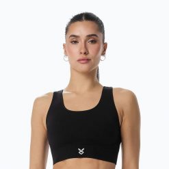 Biustonosz treningowy Cardio Bunny Seamless. Czarne biustonosze sportowe damskie Cardio Bunny, bez wzorów, z elastanu. Za 52.99 zł.