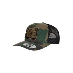 Czapka męska Pitbull Snapback Camo Trucker Blood Dog. Brązowe czapki męskie PITBULL, bez wzorów, sportowe. Za 119.00 zł.