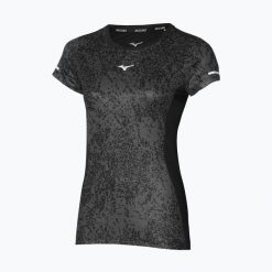 Koszulka do biegania damska Mizuno Premium Aero Tee. Czarne t-shirty damskie Mizuno, l, bez wzorów, z materiału, bez kołnierzyka. Za 149.99 zł.