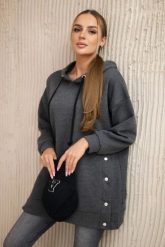Bluza ocieplana z napami grafitowa. Szare bluzy z kapturem damskie KESI, l, z bawełny. Za 238.37 zł.