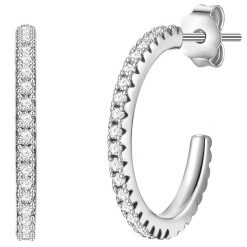 Glanzstücke München Srebrne kolczyki kreole srebro wysokiej próby Cyrkonia srebrny Kolczyki koła 1 ct Damski. Szare kolczyki damskie Glanzstücke München, z cyrkonią, srebrne. Za 249.99 zł.