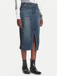 Desigual Spódnica jeansowa Twisted 25WWFD03 Granatowy Regular Fit. Niebieskie spódniczki damskie Desigual, xs, bez wzorów, z bawełny. Za 279.99 zł.