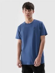 4F T-shirt regular gładki męski - granatowy M. Niebieskie t-shirty męskie 4f, m, bez wzorów, z bawełny, bez kołnierzyka. Za 49.99 zł.