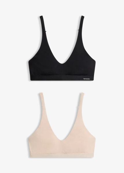 Biustonosz braletka Feel Comfort, z miękkiego modalu (2 szt.). Czarne biustonosze bonprix, bez wzorów. Za 99.99 zł.