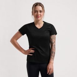 Funkcjonalna koszulka damska Rogelli PROMOTION LADY. Czarne bluzki sportowe damskie Rogelli, l, bez wzorów, bez ramiączek. Za 49.00 zł.