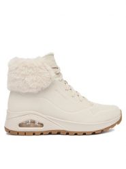 Skechers Trzewiki Uno Rugged 167274/OFWT Écru. Botki damskie Skechers, ze skóry, bez obcasa, na płaskiej podeszwie, bez zapięcia. Za 305.15 zł.