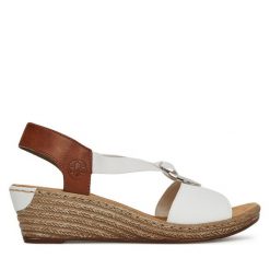 Sandały Rieker. Czarne sandały damskie Rieker, bez wzorów, bez obcasa, na płaskiej podeszwie. Za 319.99 zł.