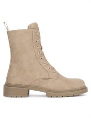 MEXX Trzewiki MI001712343W Beżowy. Brązowe botki damskie Mexx, ze skóry, bez obcasa, na płaskiej podeszwie, bez zapięcia. Za 299.99 zł.