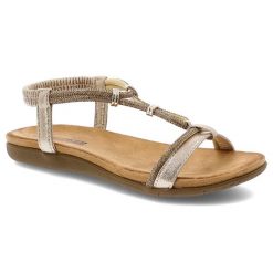 Złote Sandały Artiker Eleganckie Obuwie Damskie. Żółte sandały damskie Artiker, bez wzorów, bez obcasa. Za 139.00 zł.