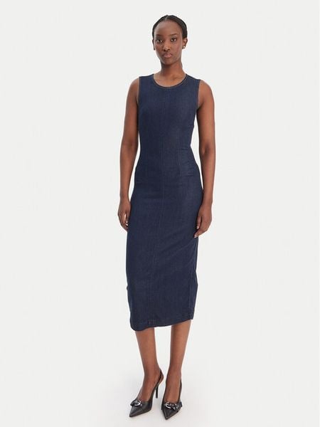 Guess Sukienka codzienna W6RK72 D6980 Granatowy Regular Fit. Niebieskie sukienki damskie Guess, na co dzień, l, z aplikacjami, z syntetyku, bez kołnierzyka, bez ramiączek, proste. Za 659.99 zł.