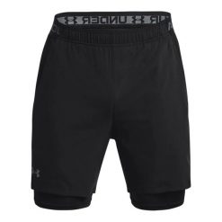 Tkane szorty 2 w 1 Under Armour Vanish. Czarne szorty męskie Under Armour, bez wzorów, z tkaniny, sportowe. Za 240.35 zł.