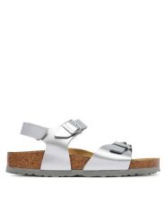 Birkenstock Sandały Rio As Flowers 1031702 D Srebrny. Szare sandały dziewczęce Birkenstock, ze skóry, bez zapięcia. Za 369.99 zł.