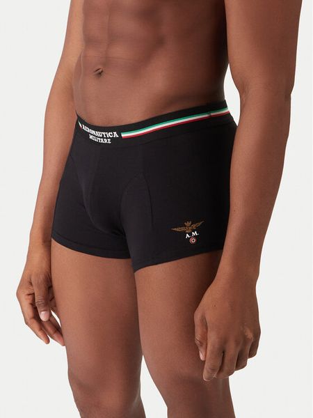 Aeronautica Militare Komplet bokserek AM1UBX001T Czarny. Czarne bokserki męskie AERONAUTICA MILITARE, bez wzorów, z bawełny. Za 139.99 zł.