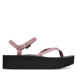 Sandały Teva. Czerwone sandały damskie Teva, bez wzorów, bez obcasa, na koturnie. Za 209.99 zł.