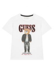Guess T-Shirt L6RI11 K8HM4 Biały Regular Fit. Białe t-shirty chłopięce Guess, z aplikacjami, z bawełny, bez ramiączek. Za 99.99 zł.