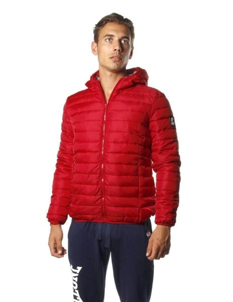 Kurtka męska z kapturem Leone 1947 Apparel. Czerwone kurtki męskie LEONE 1947 APPAREL, m, bez wzorów, z puchu, z kapturem. Za 147.31 zł.