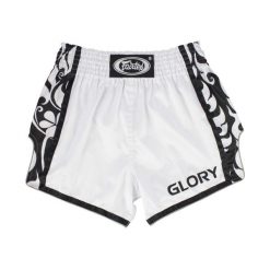 Spodenki Muay Thai Fairtex BSG3 Glory Białe/Czarne M. Białe szorty męskie FAIRTEX, bez kołnierzyka. Za 279.00 zł.