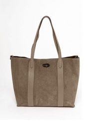 Mia Tomazzi Skórzany shopper bag "Bersezio" w kolorze szarobrązowym - 45 x 29 x 12 cm rozmiar: onesize. Brązowe shopper bag damskie Mia Tomazzi, bez wzorów, z materiału, na ramię, bez dodatków. Za 371.59 zł.