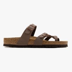 Japonki damskie Birkenstock Mayari BF (71061). Brązowe klapki damskie Birkenstock, bez wzorów, bez obcasa. Za 399.99 zł.