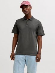 Jack & Jones Koszulka polo "Crodney" w kolorze antracytowym rozmiar: S. Czarne koszulki polo męskie Jack & Jones, s, bez wzorów, bez ramiączek. Za 66.00 zł.