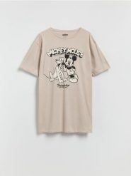 Koszula nocna Mickey Mouse - beżowy. Brązowe koszule nocne damskie Reserved, bez wzorów, z bawełny. Za 59.99 zł.