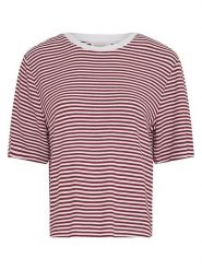 MOSS COPENHAGEN Koszulka w kolorze bordowo-białym rozmiar: XS/S. Czerwone bluzki damskie MOSS COPENHAGEN, s, bez wzorów, bez kołnierzyka, bez ramiączek. Za 159.95 zł.