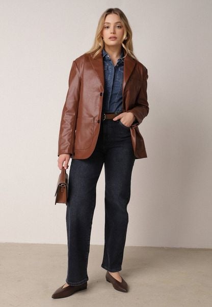 Niebieskie Jeansy z Bawełną z Wysokim Stanem i Szerokimi Nogawkami Nixeasi. Niebieskie jeansy damskie Born2be, z podwyższonym stanem. Za 139.99 zł.