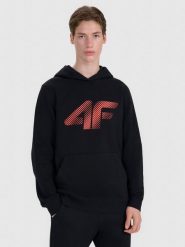 4F Bluza dresowa nierozpinana z kapturem męska - czarna XXL. Czarne bluzy sportowe męskie 4f, bez wzorów, z bawełny, sportowe, bez kołnierzyka, bez ramiączek. Za 169.99 zł.