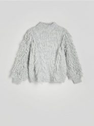 Sweter z domieszką wełny - jasnoszary. Szare swetry klasyczne damskie Reserved, l, z dzianiny, bez kołnierzyka. W wyprzedaży za 79.99 zł.