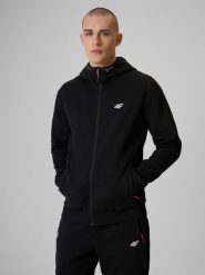 4F Bluza dresowa regular z kapturem męska - czarna M. Czarne bluzy z kapturem męskie 4f, m, z dresówki. Za 229.99 zł.