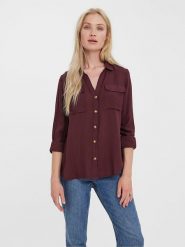 Vero Moda Koszula w kolorze brązowym rozmiar: S. Brązowe koszule damskie Vero Moda, s, bez wzorów, z wiskozy, bez kołnierzyka, bez ramiączek. Za 92.21 zł.
