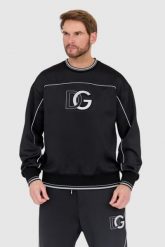 DOLCE & GABBANA Czarna bluza z dużym logo. Czarne bluzy bez kaptura męskie Dolce and Gabbana, m. W wyprzedaży za 2,299.99 zł.