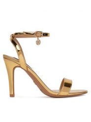 Nine West Sandały S2S15503 Złoty. Żółte sandały damskie Nine West, bez wzorów, z materiału, bez obcasa, na szpilce. Za 229.99 zł.