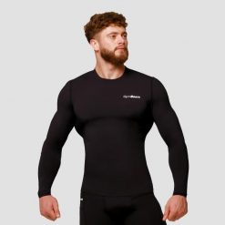 Koszulka męska fitness kompresyjna czarna Mid. Czarne t-shirty sportowe męskie GYMBEAM, l, z elastanu, bez ramiączek, do biegania. Za 114.90 zł.