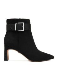 Nine West Botki CEO-LAMIA-01 Czarny. Czarne botki damskie Nine West, z materiału, bez obcasa, na słupku, bez zapięcia. Za 219.99 zł.