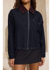 Trendyol Kurtka dżinsowa w kolorze czarnym rozmiar: XL. Czarne kurtki damskie Trendyol, xl, bez wzorów, z bawełny, bez kaptura. Za 173.99 zł.