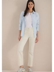 Cecil Spodnie w kolorze kremowym rozmiar: W28/L30. Brązowe spodnie materiałowe damskie Cecil, z aplikacjami, z materiału, klasyczne, z podwyższonym stanem. Za 140.20 zł.