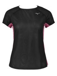Mizuno Koszulka "DryAeroFlow" w kolorze czarno-różowym do biegania rozmiar: S. Czarne bluzki sportowe damskie Mizuno, s, bez wzorów, z materiału, bez ramiączek. Za 70.41 zł.