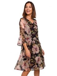 Stylove Sukienka w kolorze czarnym ze wzorem rozmiar: XL. Czarne sukienki damskie Stylove, xl, bez wzorów, bez kołnierzyka, bez ramiączek, midi. Za 223.46 zł.