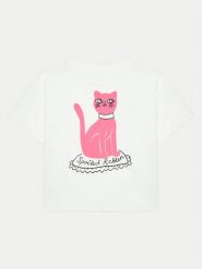 Mini Rodini T-Shirt Cat 2472012210 Biały Regular Fit. Białe koszulki dziewczęce Mini Rodini, bez wzorów, z bawełny, bez ramiączek. Za 99.99 zł.