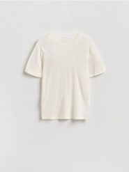 T-shirt regular fit z lyocellem - beżowy. Brązowe t-shirty męskie Reserved, l, bez wzorów, z bawełny, bez kołnierzyka. Za 99.99 zł.