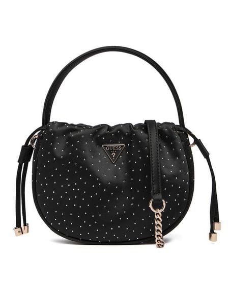 Guess Torebka Elsie Mini HWSR96 50750 Czarny. Czarne torebki klasyczne damskie Guess, z aplikacjami, z materiału, bez dodatków. Za 324.99 zł.
