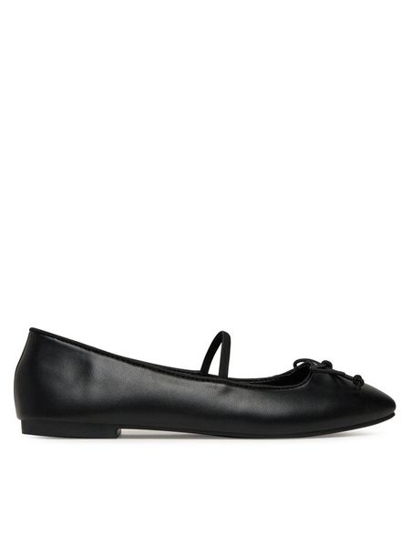 DeeZee Baleriny 9-830-A Czarny. Czarne baleriny damskie DeeZee, bez wzorów, ze skóry, bez obcasa. Za 89.99 zł.