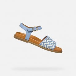 Sandały GEOX D ADELASH Niebieski. Brązowe sandały damskie Geox, bez wzorów, ze skóry, bez obcasa. Za 434.99 zł.