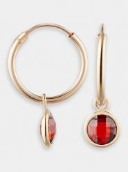 L instant d Or Złote kolczyki-kreole z cyrkoniami rozmiar: onesize. Czerwone kolczyki damskie L instant d Or, z cyrkonią, złote. Za 372.47 zł.