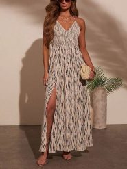 LA Angels Sukienka w kolorze kremowo-czarnym rozmiar: L. Brązowe sukienki damskie LA Angels, na imprezę, l, bez wzorów, bez kołnierzyka, bez ramiączek, maxi. Za 200.13 zł.