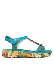 Laura Vita Sandały Sanao 54 Turkusowy. Niebieskie sandały damskie Laura Vita, bez wzorów, ze skóry, bez obcasa, na płaskiej podeszwie. Za 399.99 zł.