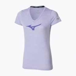 Koszulka do biegania damska Mizuno Core Runbird Tee. Niebieskie bluzki damskie Mizuno, l, bez wzorów, z materiału, bez ramiączek. Za 109.99 zł.