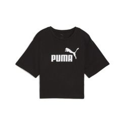 Damska luźna koszulka z logo NO.1 ESS Cropped PUMA. Czarne bluzki damskie Puma, bez wzorów, z jeansu, bez kołnierzyka. Za 99.00 zł.